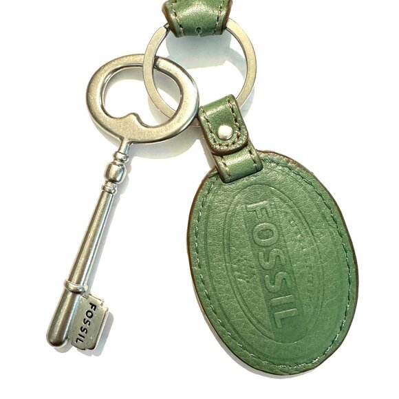 Vintage FOSSIL Lock & Key Bag Charm Key Chain FOB - Picture 3 of 3